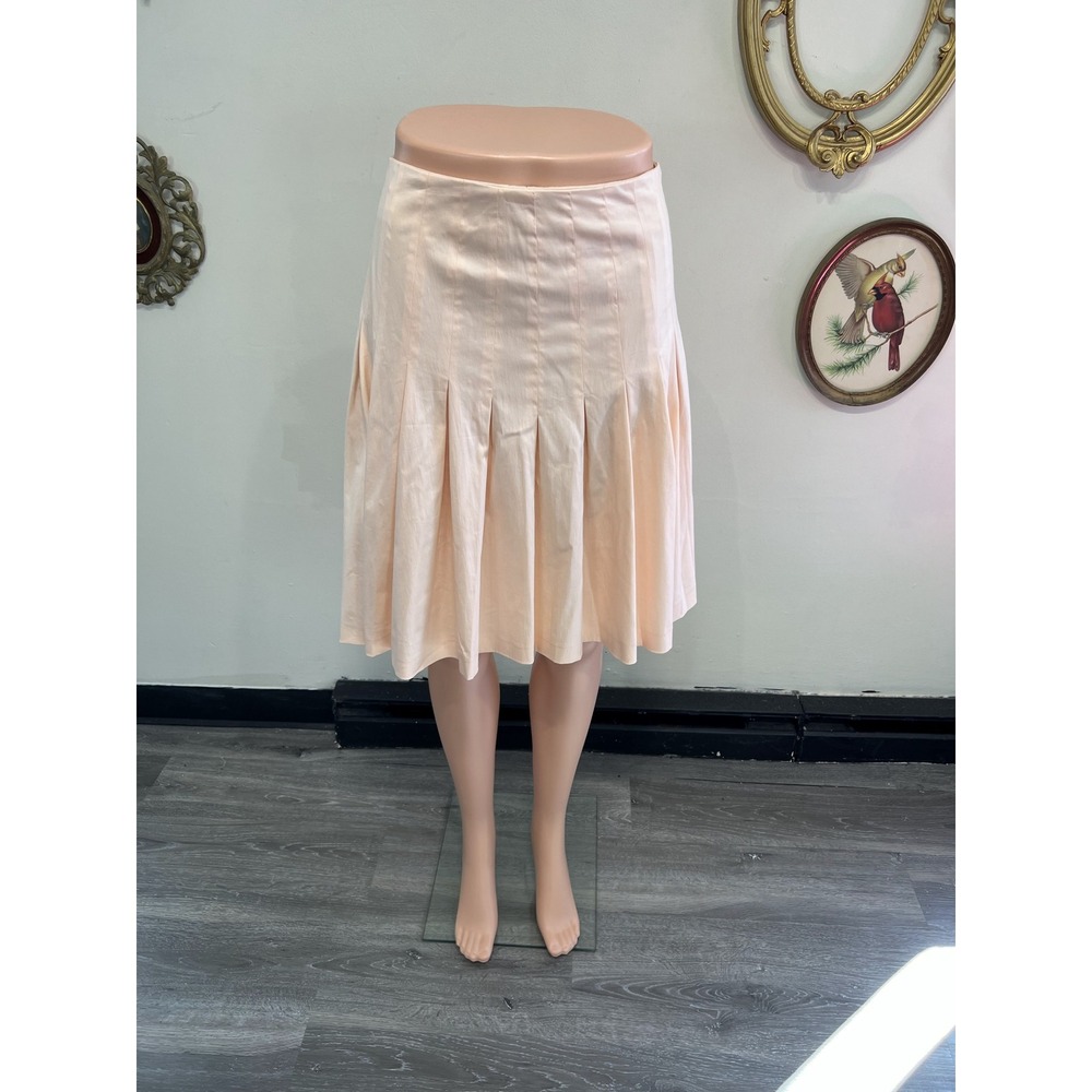 Moschino Cheap and Chic Italy Peach Cotton Blend Pleated Midi Skirt Size 8 IT 42